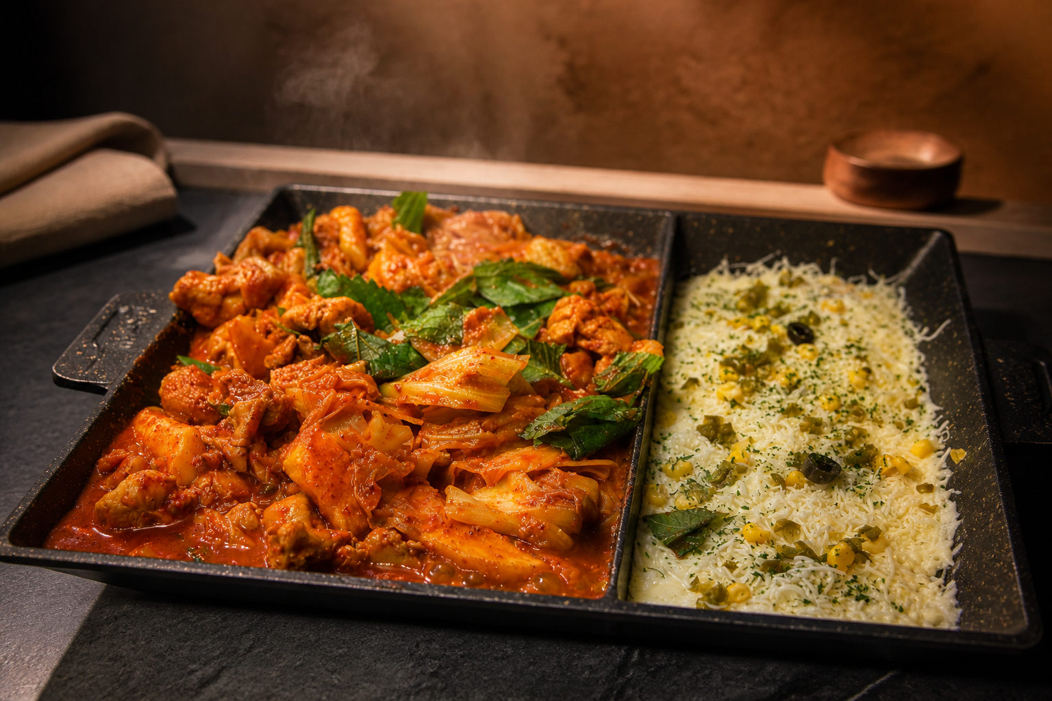 눈꽃치즈 철판 닭갈비 플레이스 완성 사진