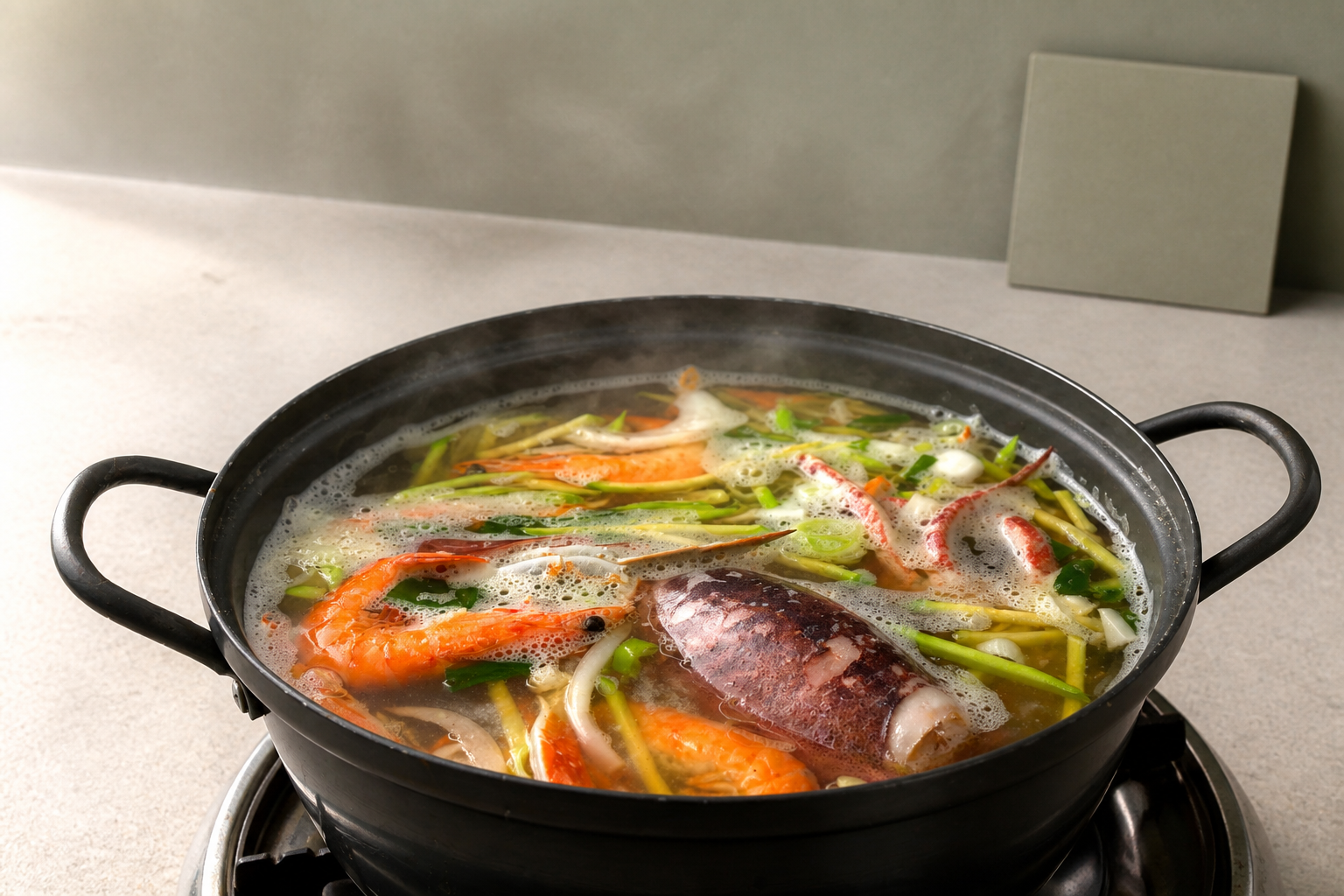 냄비해물칼국수 매장·키오스크 완성 사진