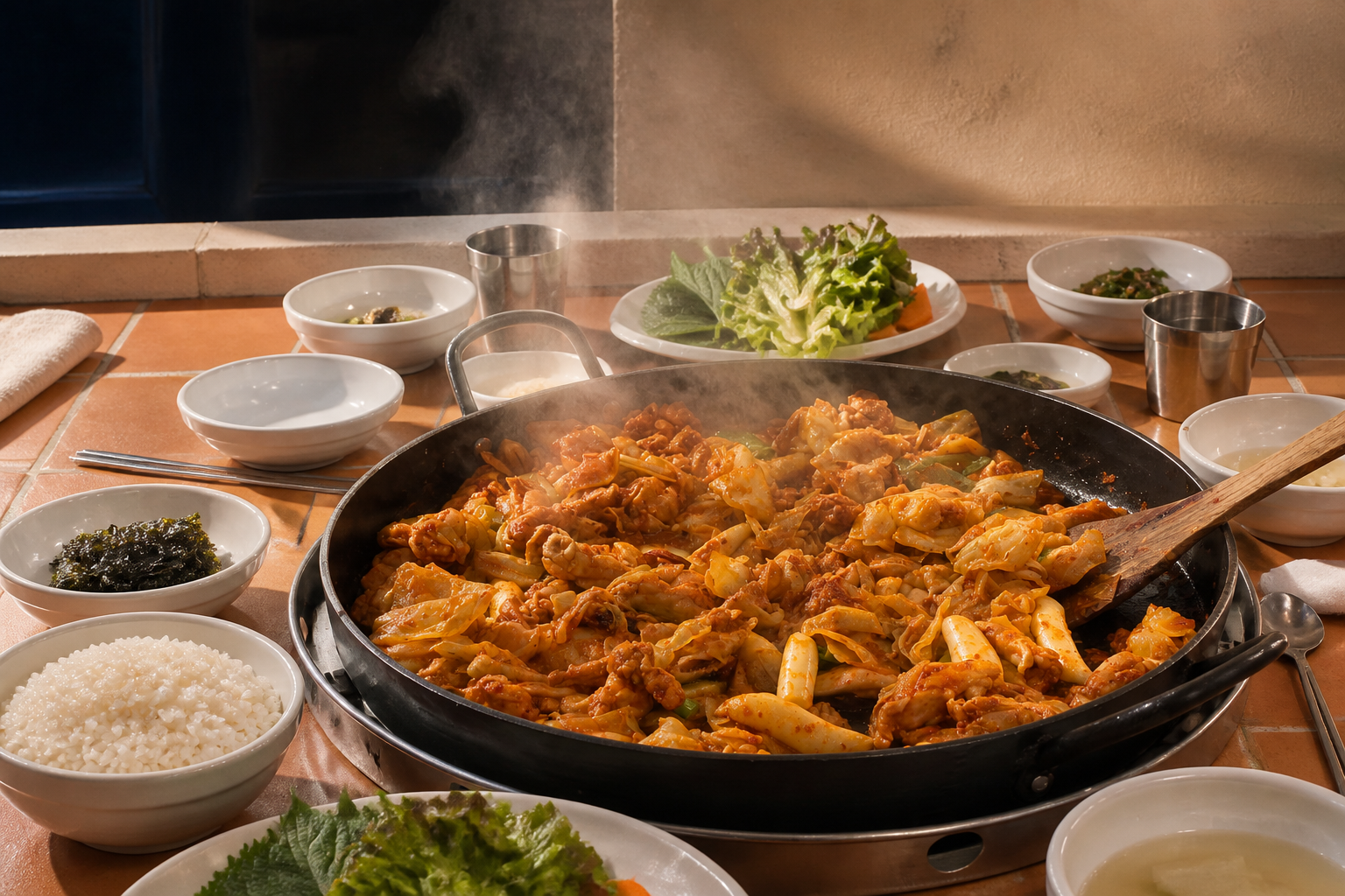 닭갈비 한상 플레이스 완성 사진